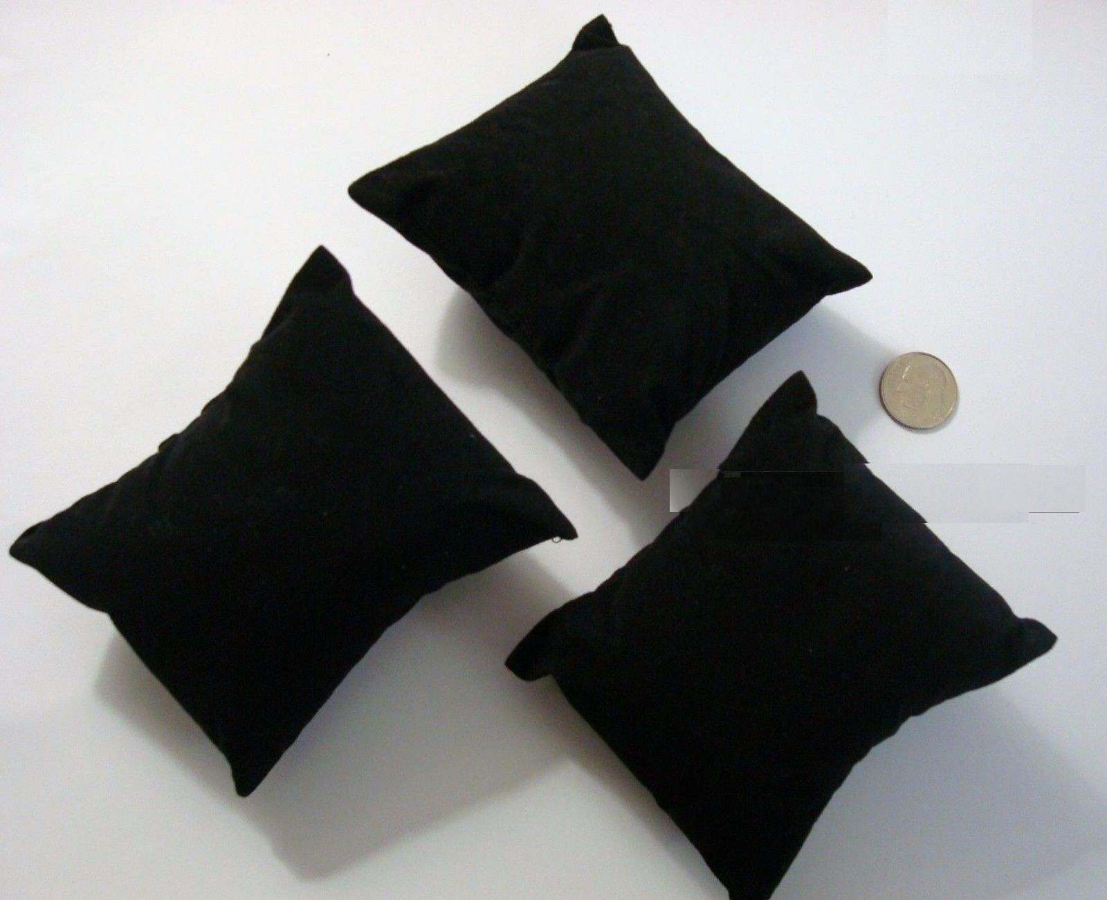 3 Black velvet bracelet watch pendant display pillows 3 1/4"x2 3/4"x1 5/8" JD002