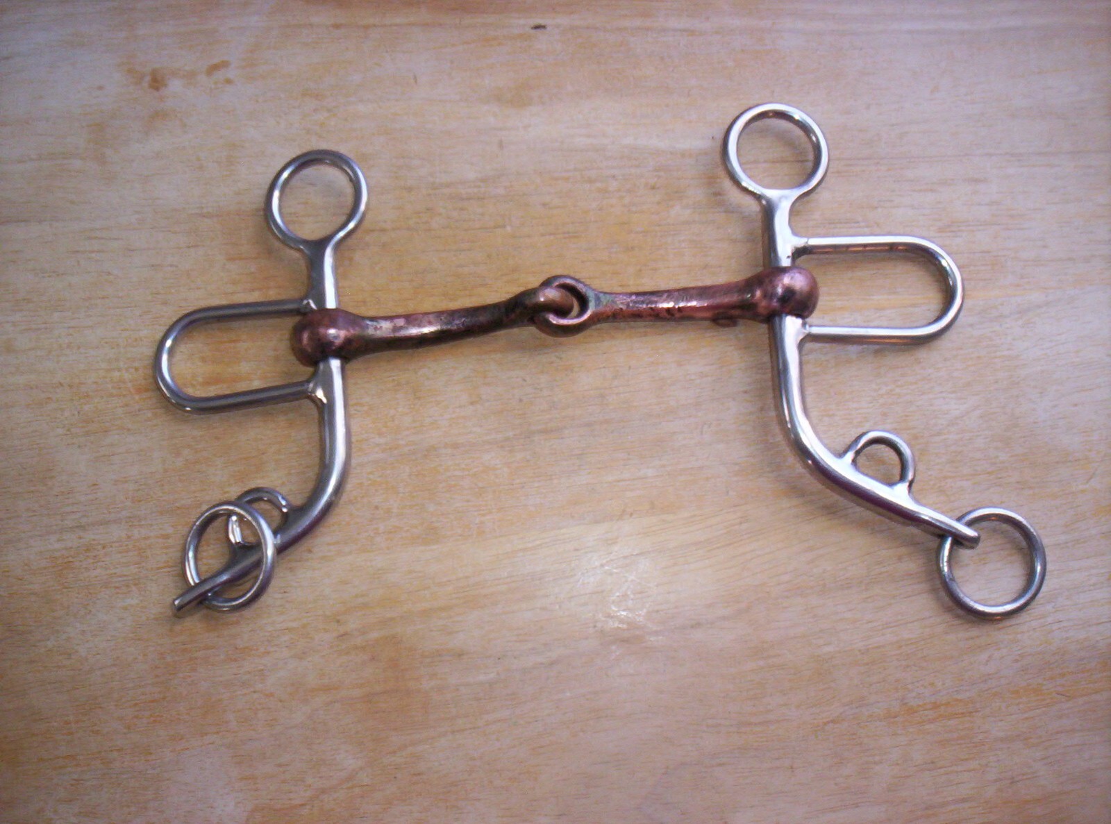 Used Stainless Argentine Snaffle Bit 5" Copper Mouth 6" Shanks
