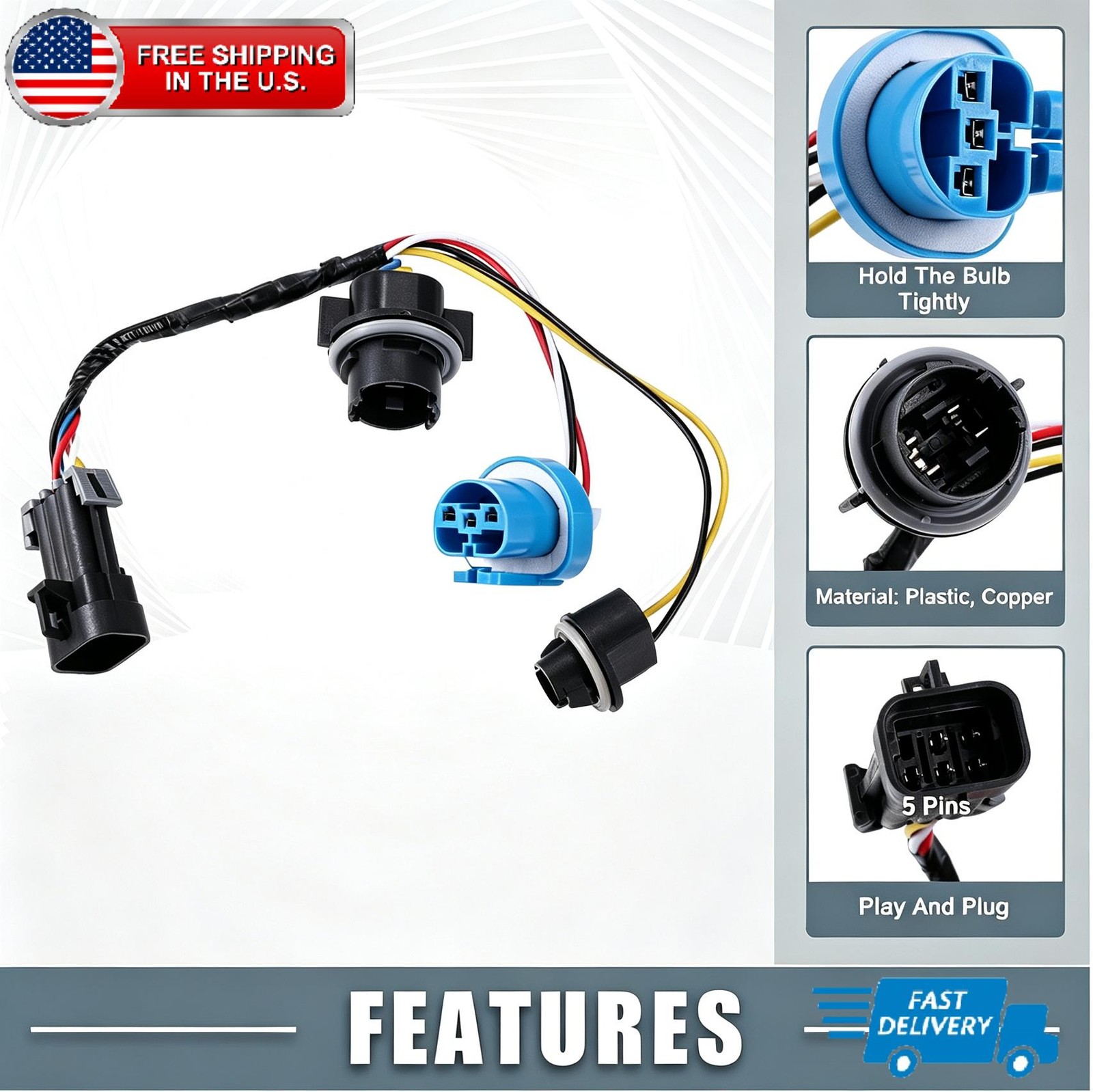Side Headlight Socket Adapter 22740620 for Chevy Cobalt 2005 2006 2007 2008 2009