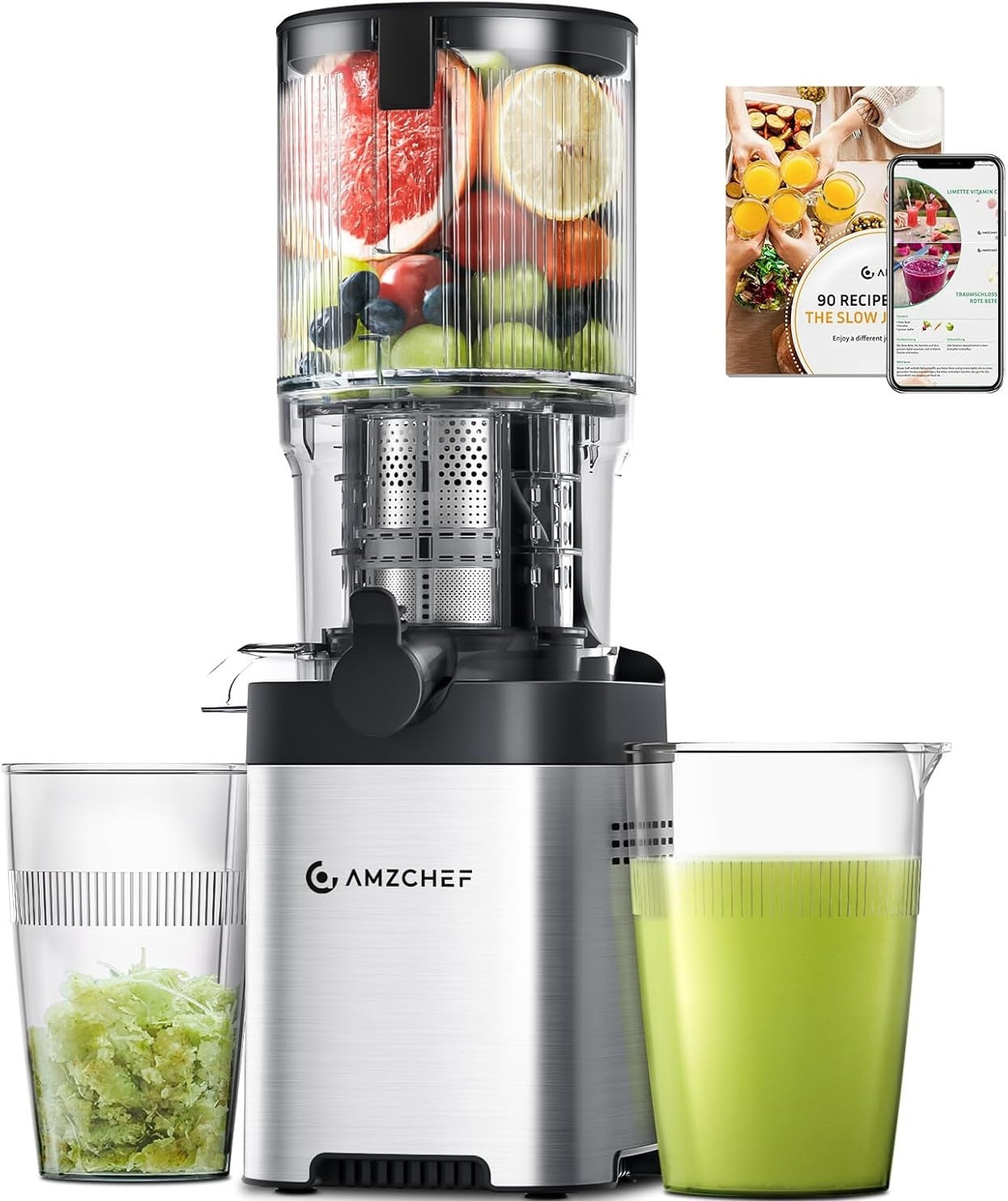 AMZCHEF Aicok AMR516-1 Masticating Juicer Stainless Steel Lower Noise