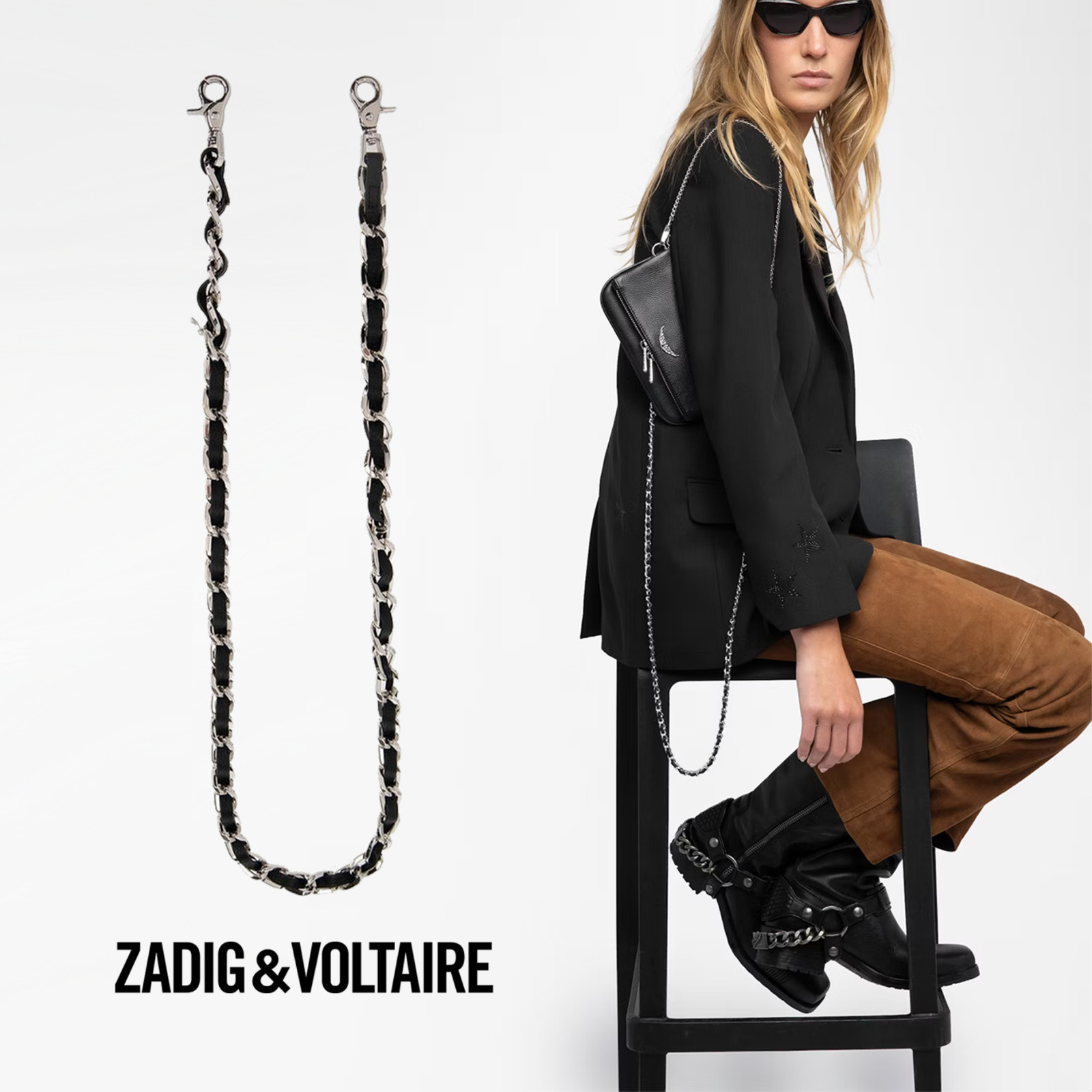 Zadig & Voltaire Women's Chain & Grained Leather Strap