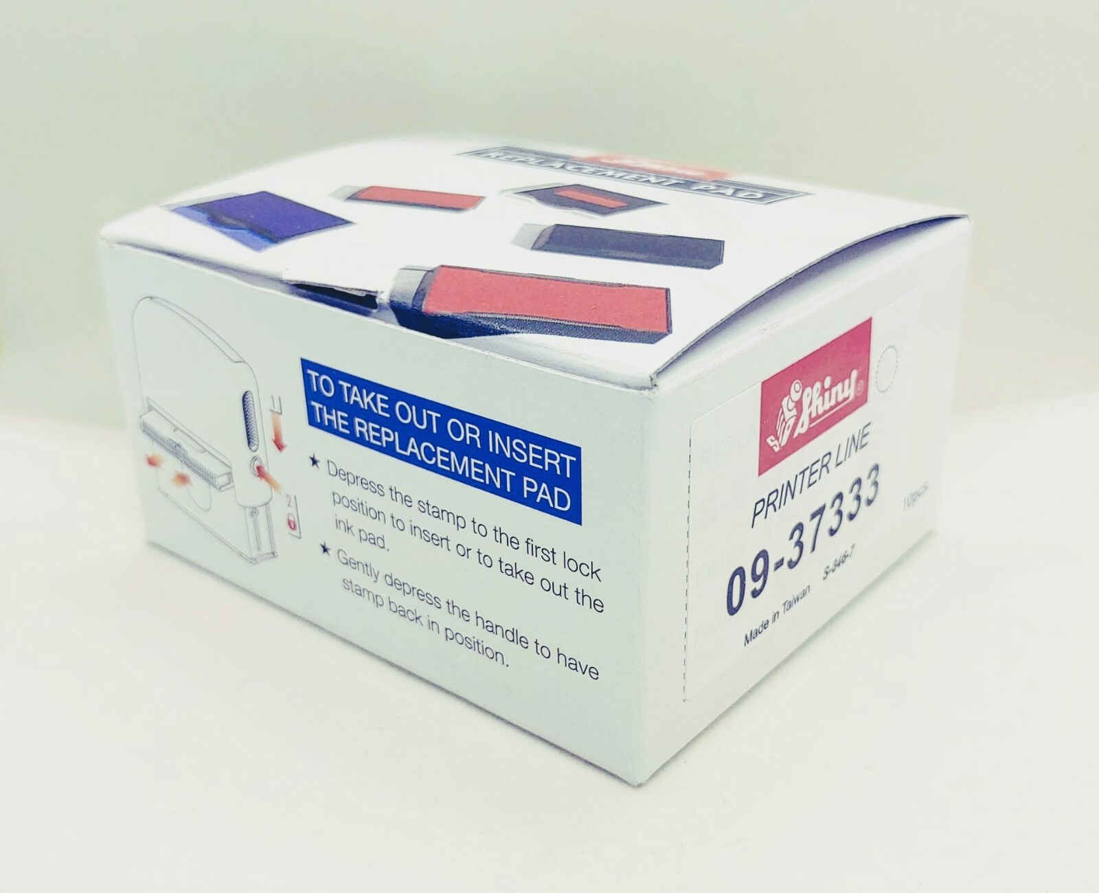 Shiny S-846 Replacement Ink Pad Red Ink Box of 10 Pads
