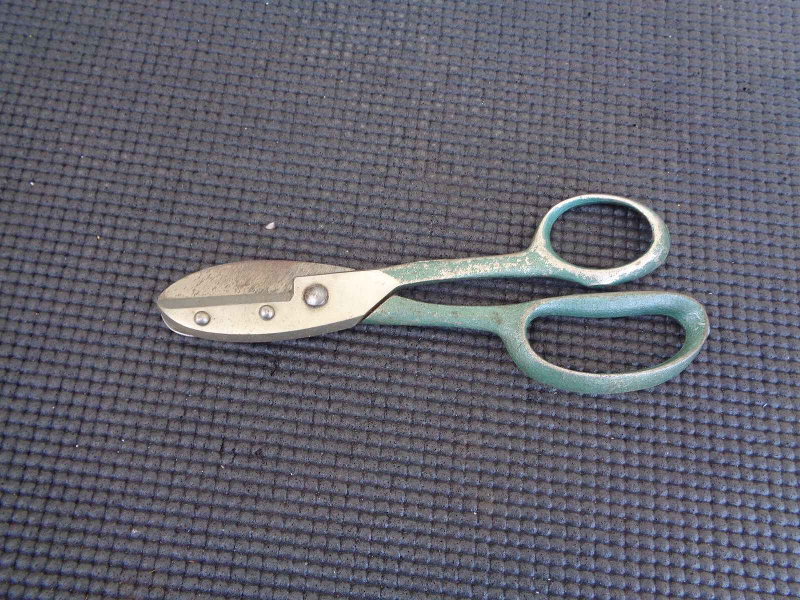 Vintage Scissors Shears Spring Blade Green Handles