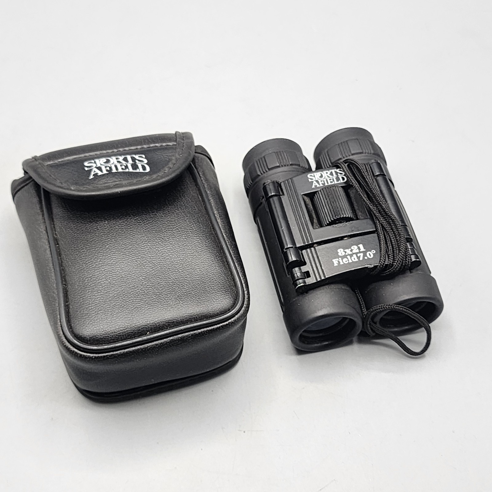 SPORTS AFIELD Black 8X21 Field 7.0 Mini Compact Binoculars w/ Carrying Case