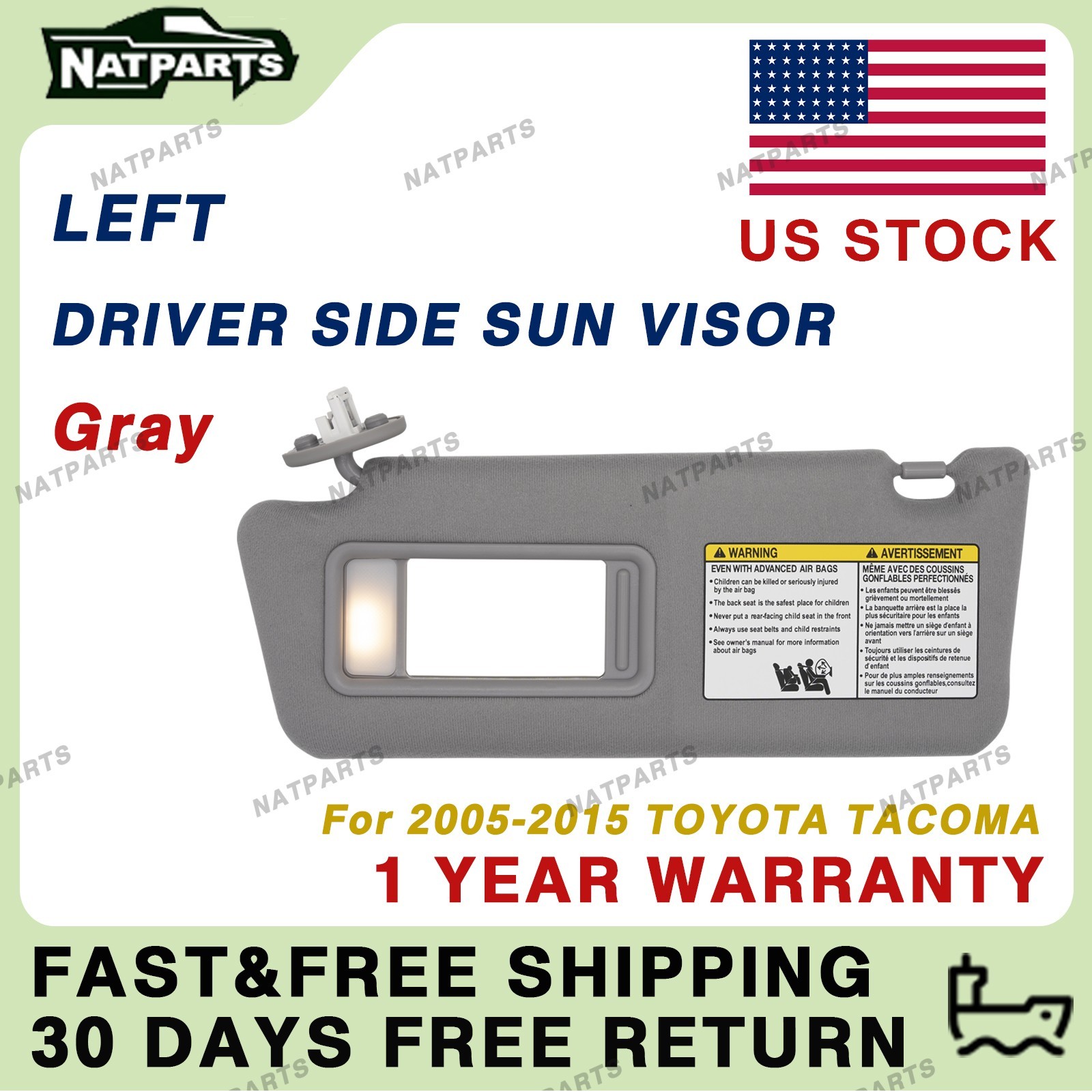 Left Driver sun visor W/ Lights fits for 2005-2015 Tacoma7432004210B0
