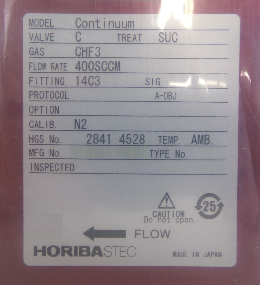 HORIBA STEC Continuum Digital Mass Flow Module MFC 400 SCCM CHF3 New