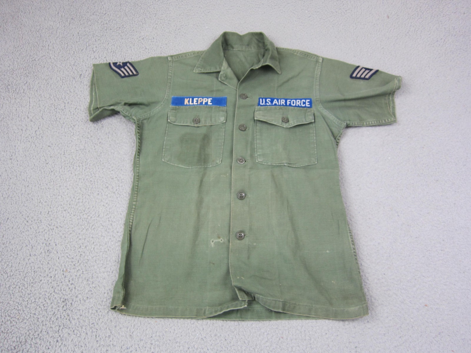 Vintage Military Shirt Mens Medium M Green OG 107 Sateen US Air Force Vietnam