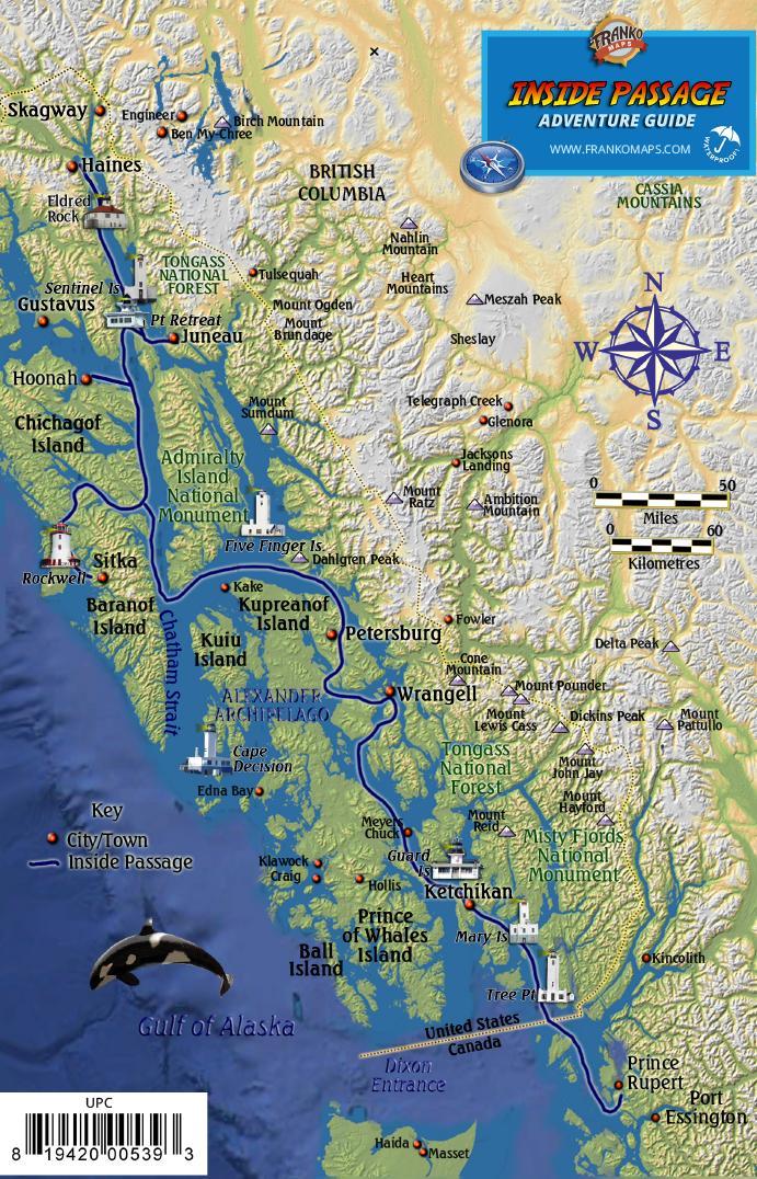 Alaska Inside Passage Map & Wildlife Guide Waterproof Card
