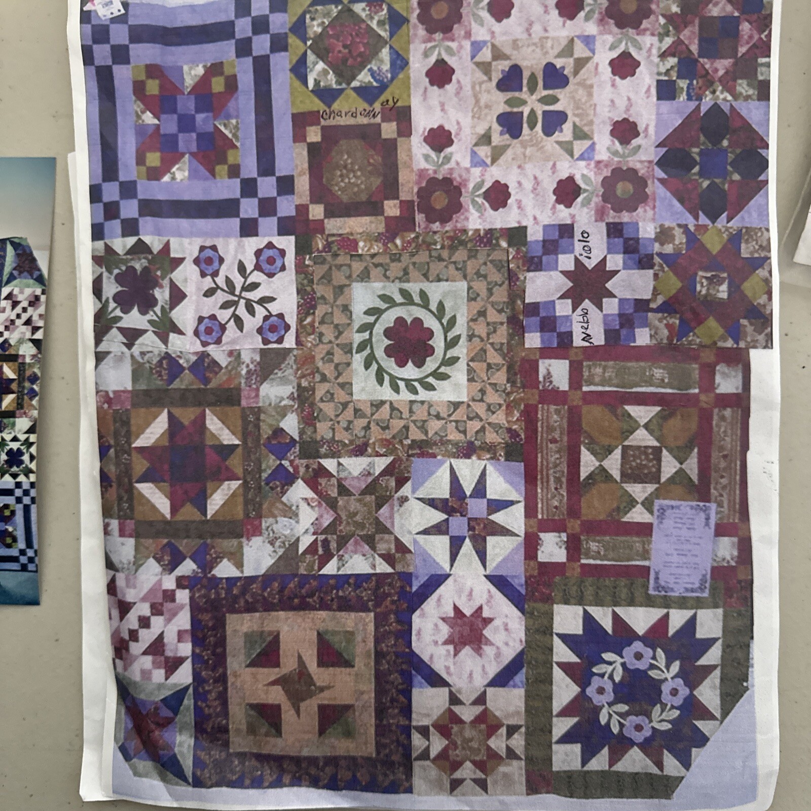 Quilt Block of the month with all patterns and fabric romance with wine 72” X84”