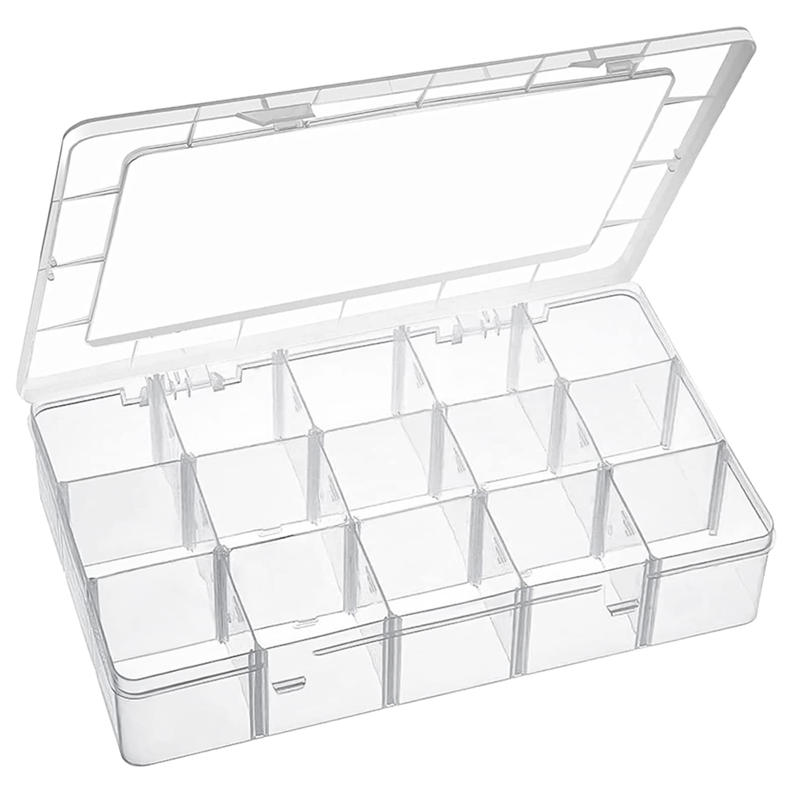 Exptolii 15 Large Grids Plastic Organizer Box with 1x 15 Grids, Clear