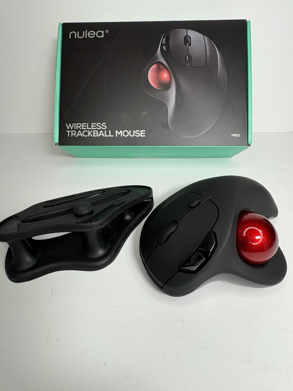 Nulea M501 Wireless Optical Trackball Mouse 5-Button 1600 DPI Black/Red