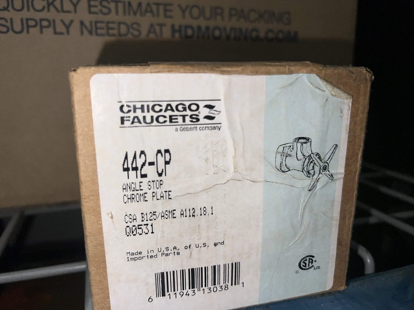 Chicago Faucet 442-CP Solid Brass Angle Stop 1/2 X 1/2