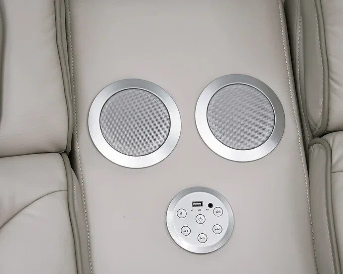 NEW Beige Gray LED Power Recliner & Adj Headrest 3PC Sofa Set Bluetooth Speaker