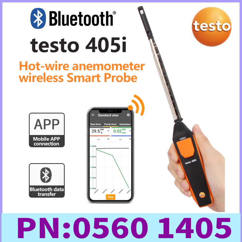 Testo 405i Hot Wire Anemometer Wireless Smart Probe Measuring Air Flow Velocity