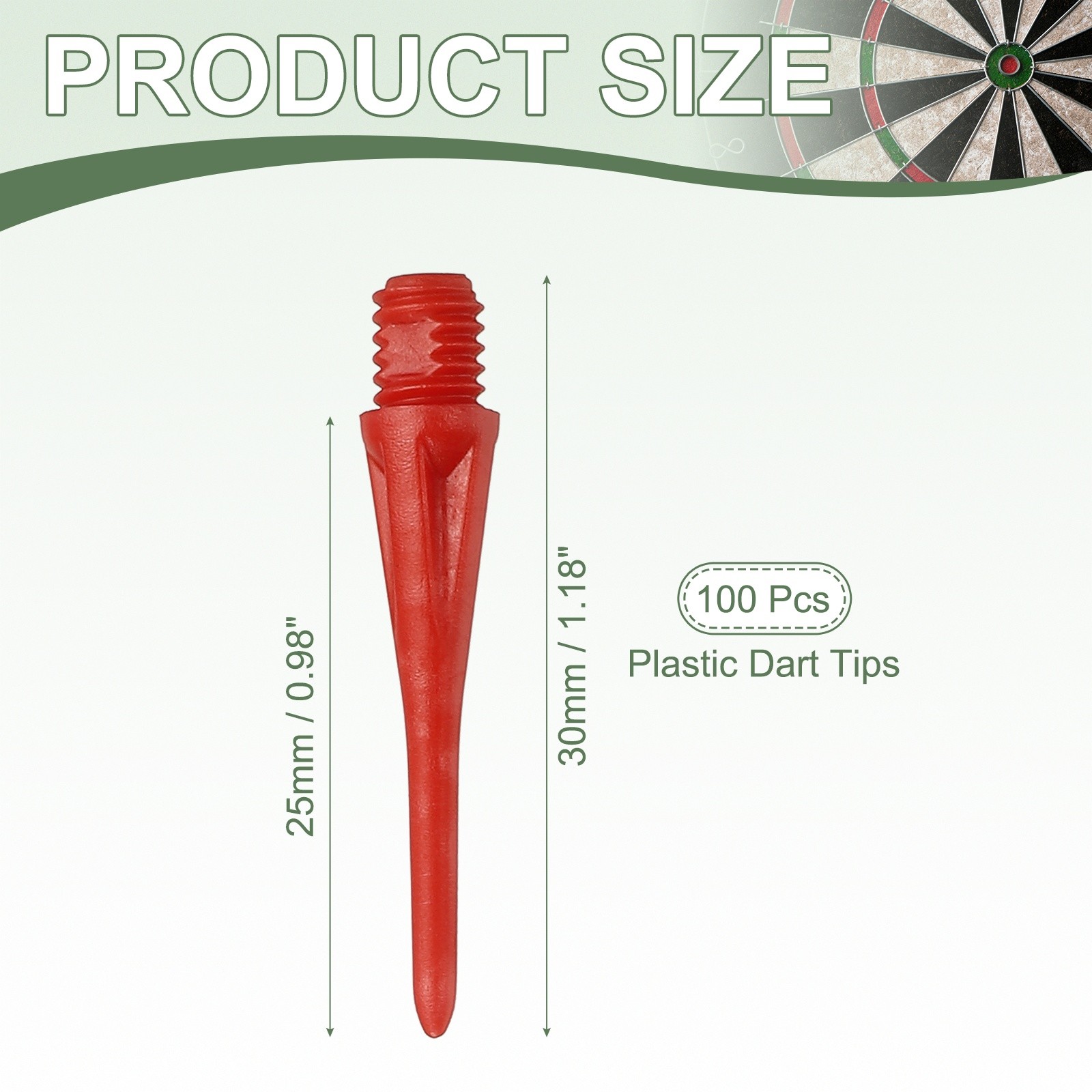 Plastic Dart Tips, 2BA Thread Soft Tip Dart Accessories 100 Pack & Red