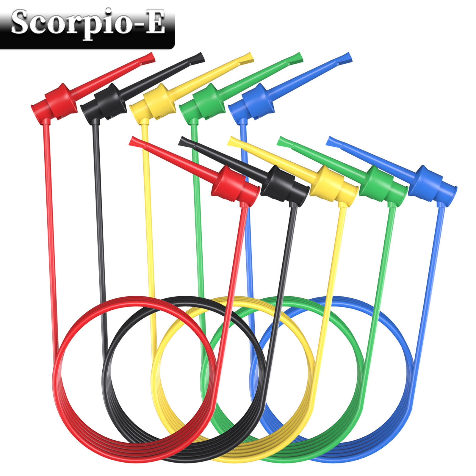 5PCS Test Hook Clip to Mini Grabber Silicone Test Leads 26AWG Cable Jumper Wire
