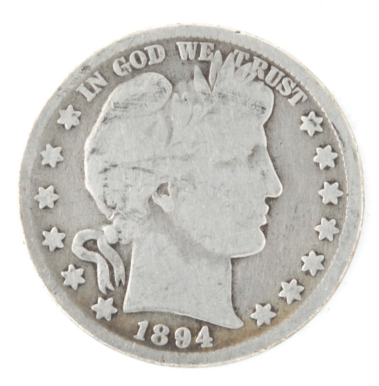 United States 1894 Barber Half Dollar 50c 90% Silver Philadelphia Mint Coin