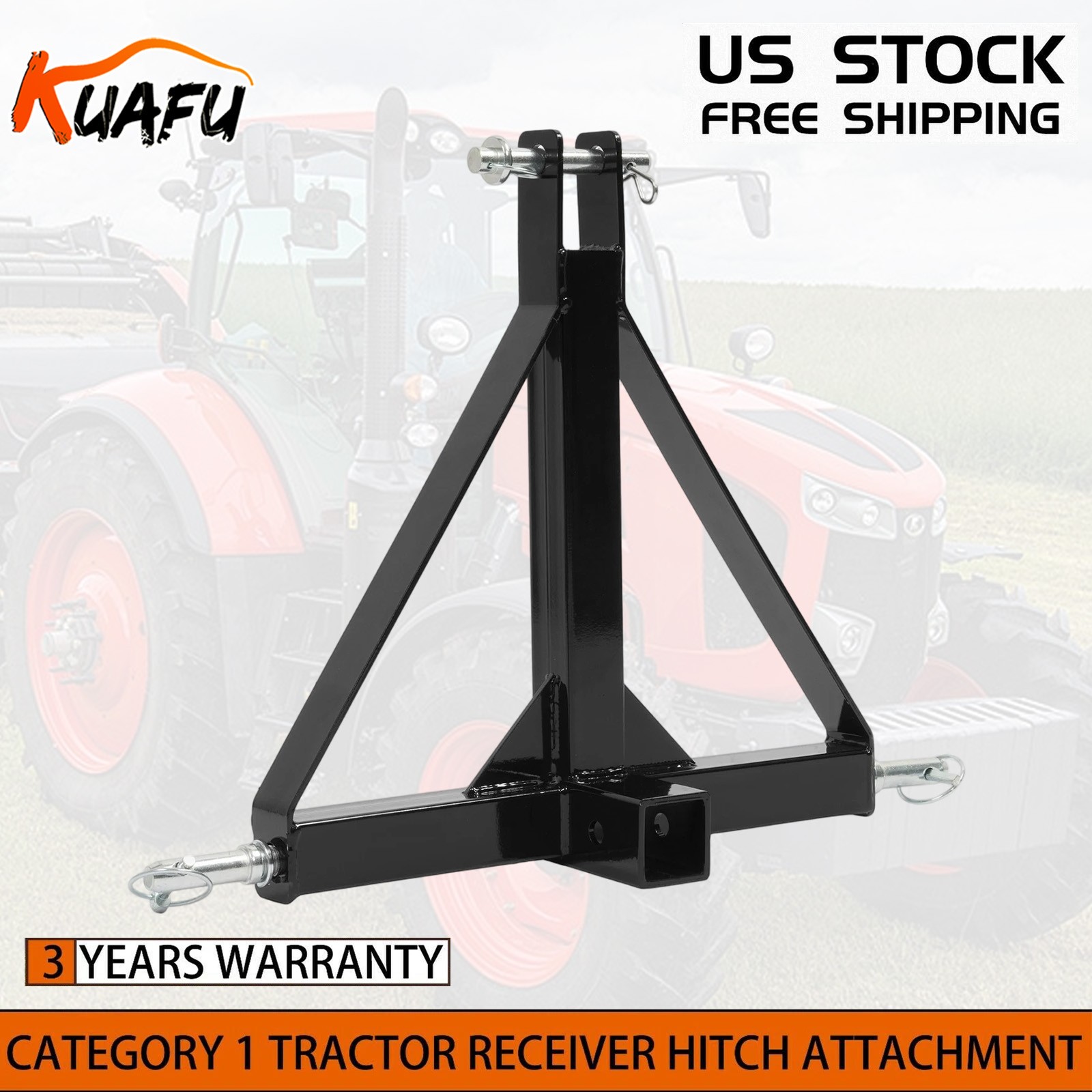 3 Point 2" Trailer Receiver Hitch Tow Drawbar Adapter Category 1 Tractor Adapter