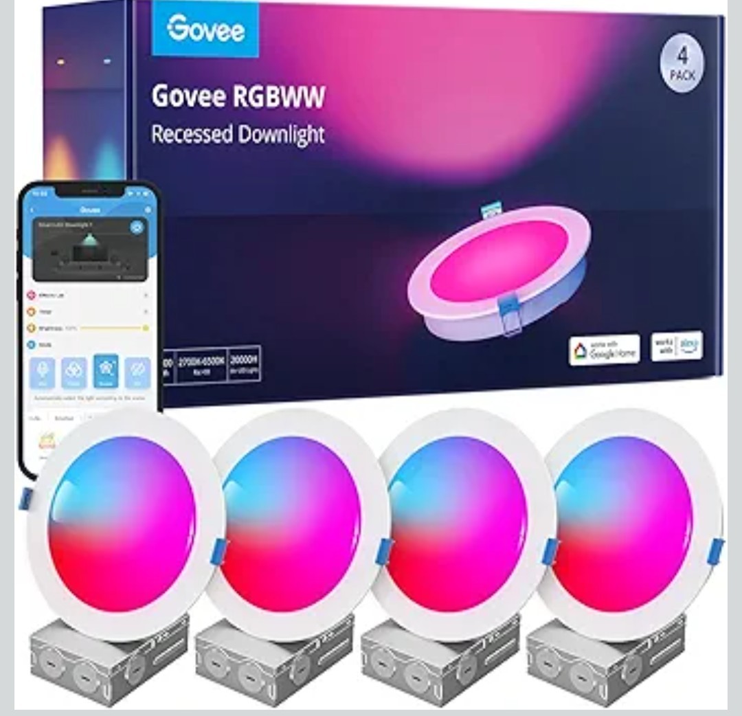 Govee Smart Recessed Lighting 6 Inch, Wi-Fi Bluetooth Direct Connect RGBWW. READ