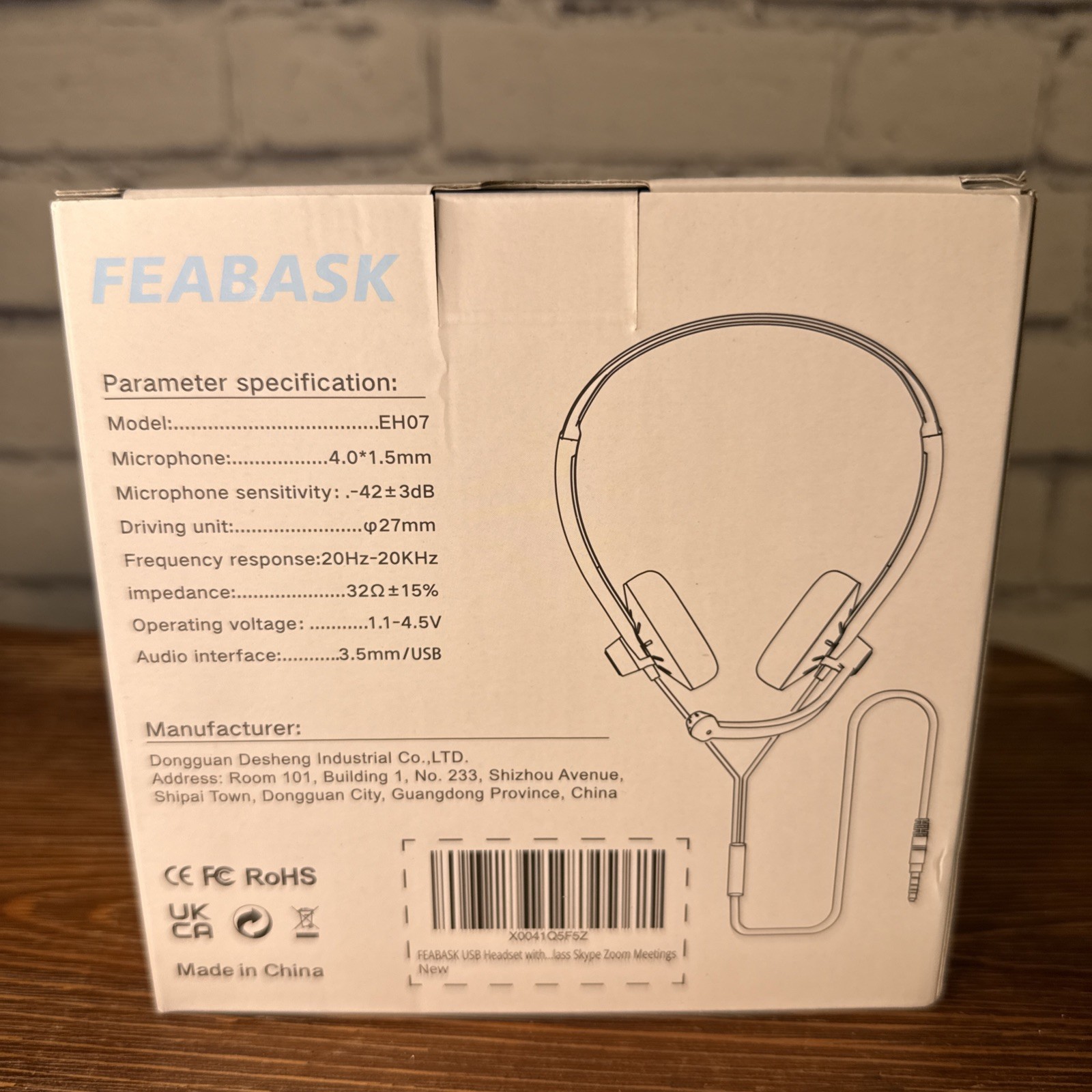 Feabask EH07 Computer Headset Noise-Cancelling Microphone PC Laptop Open Box