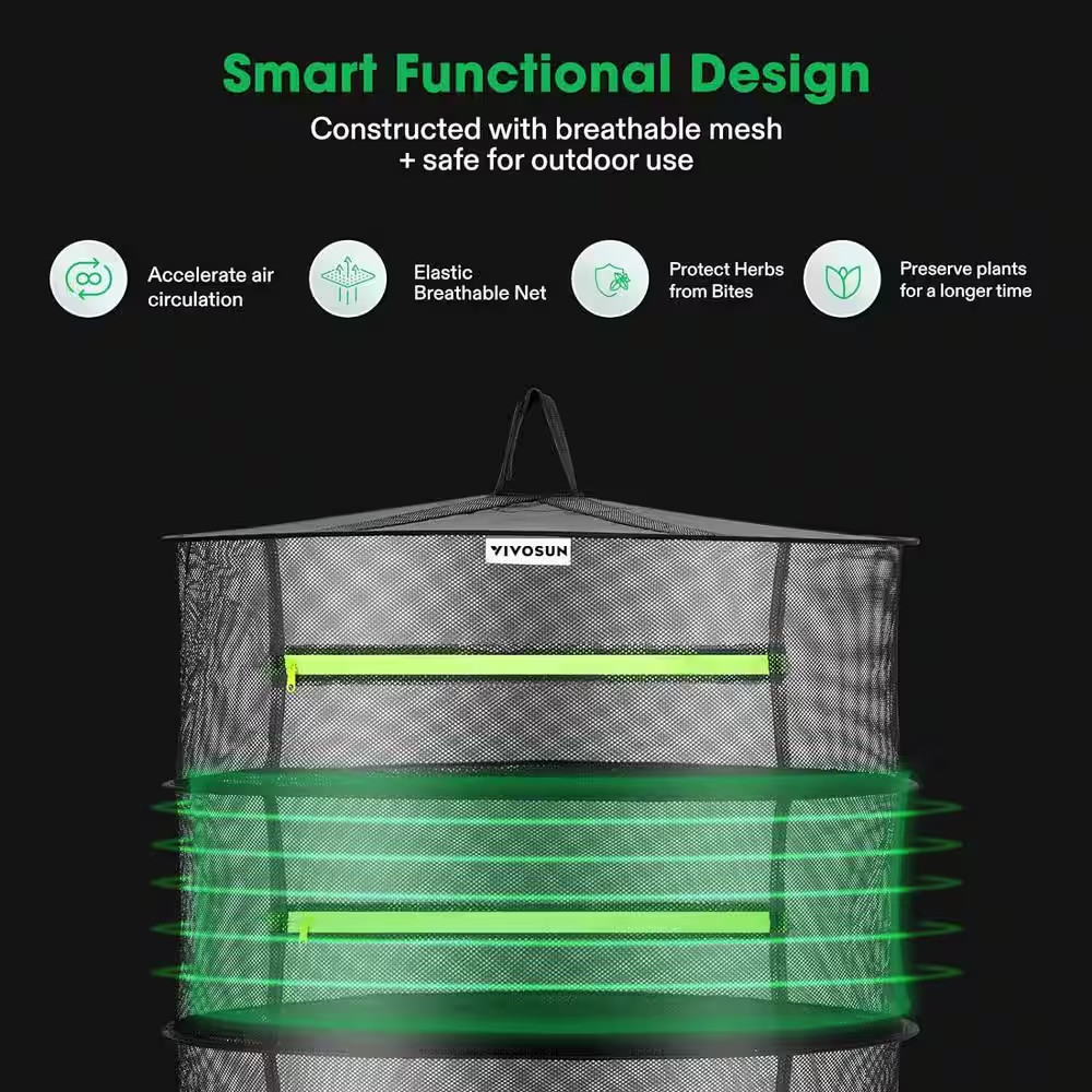 VIVOSUN Mesh Drying Rack Hanging Herb Dryer 6 Layer Plant Flower Drying Net
