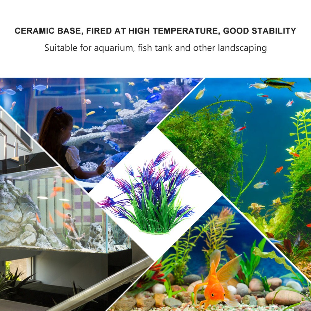 2 Pcs Tank Landscape Grass Artificial Plants for Aquarium Aquatic Fake