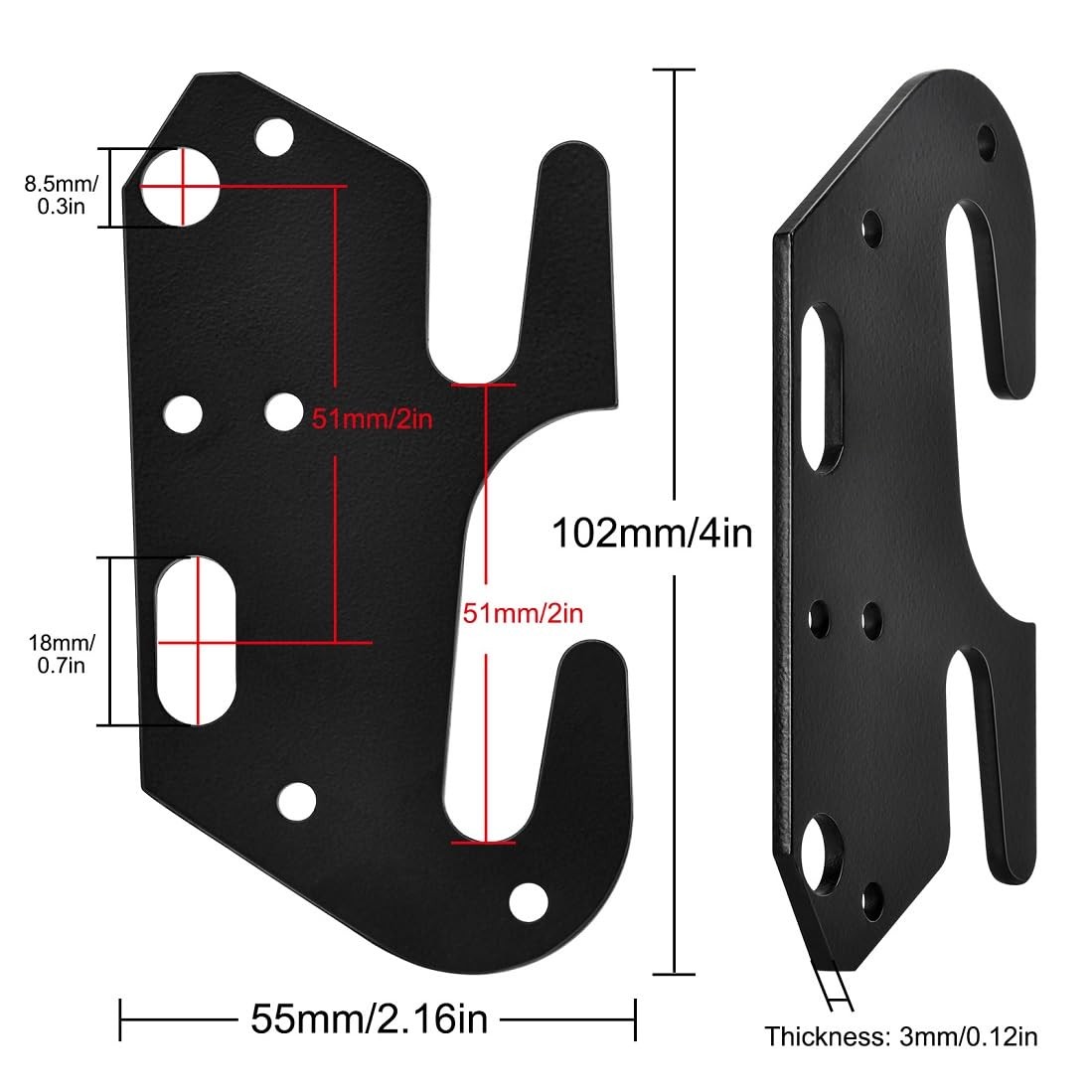Black Painted Universal Steel Floor Mount Bed Support Hook Plates 4 PCS