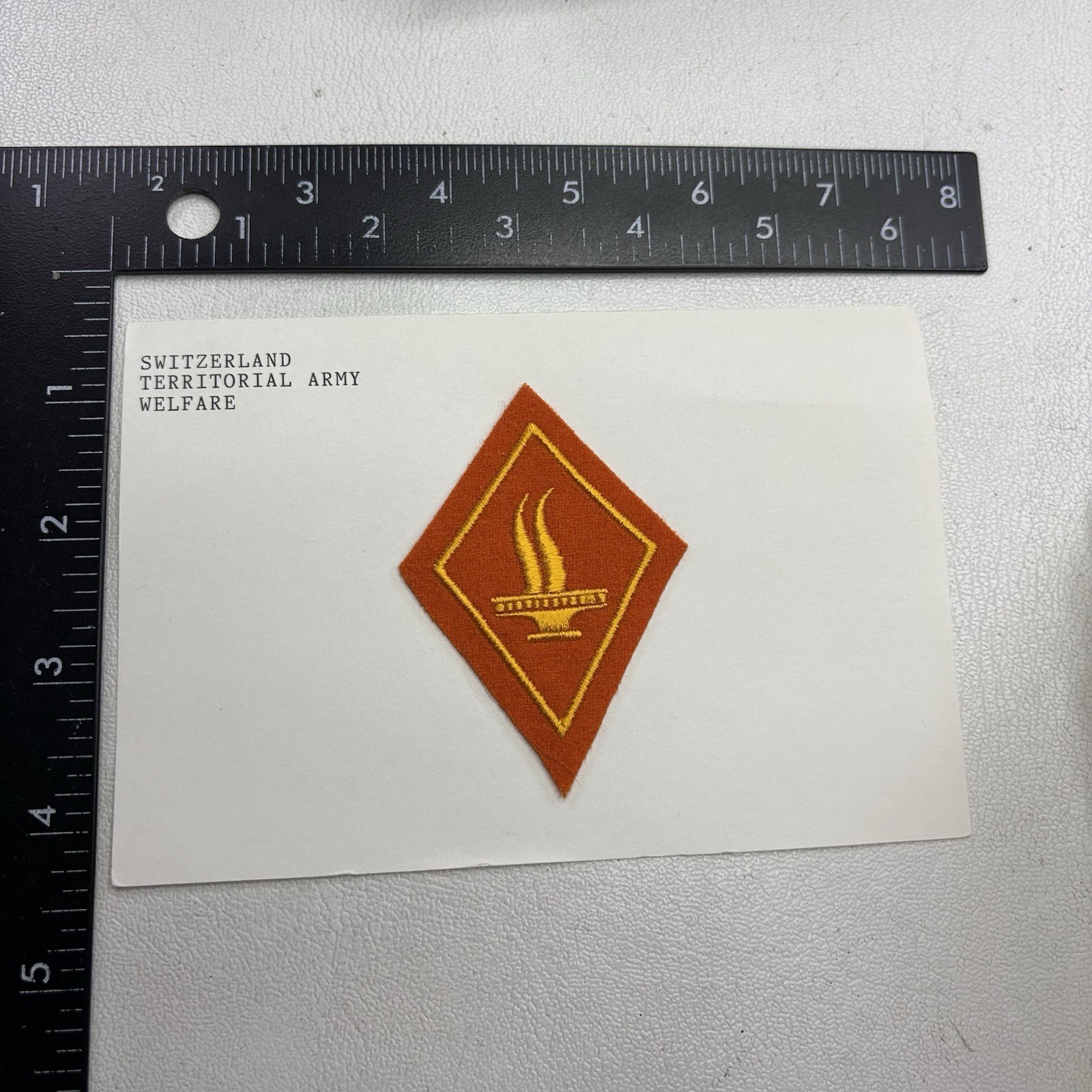 Switzerland Army TERRITORIAL ARMY WELFARE Patch (Attached To Card) 58Z1