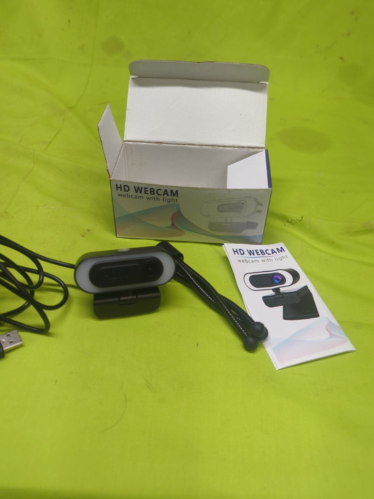1080P HD Video Conferencing Wide-Angle Webcam with Microphone Light