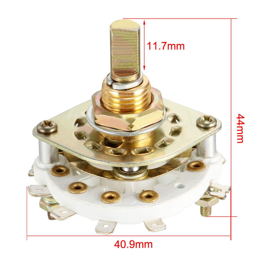 2 Pole 4 Position Rotary Switch Selector with Knob and 1 Deck Configuration