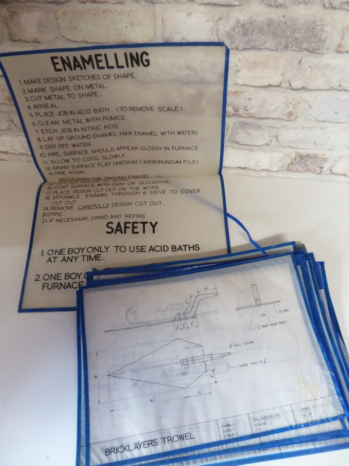 Technical Drawings Various Designs by Mr D.G. Batchelor Langdon Park School 1968