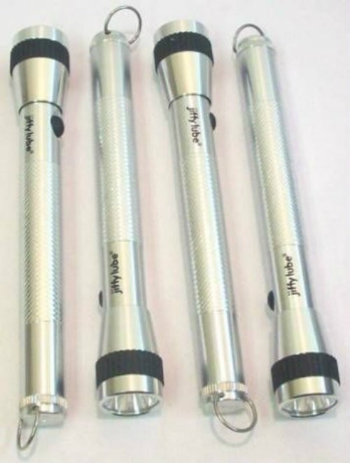 (Lot of 4) Jiffy Lube 7" Alumimum Body 2-AA Flashlight