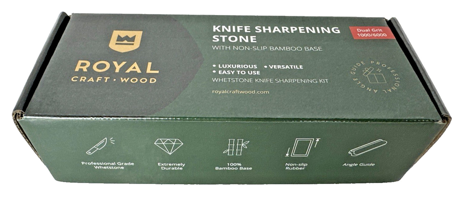 New In Box Royal Craft Wood Knife Sharpening Stone Kit Dual Grit 1000/6000