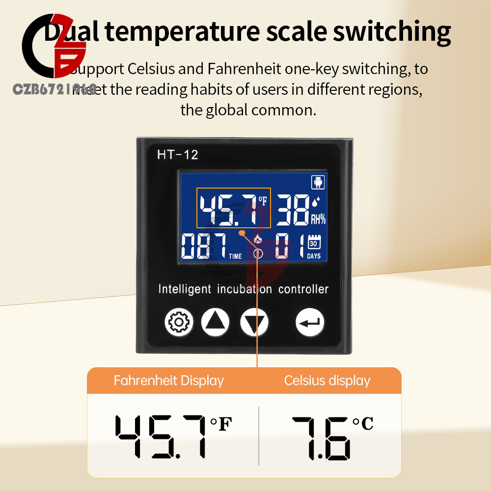 HT-12 LCD Temperature Humidity Controller Smart Incubator Temperature Controller