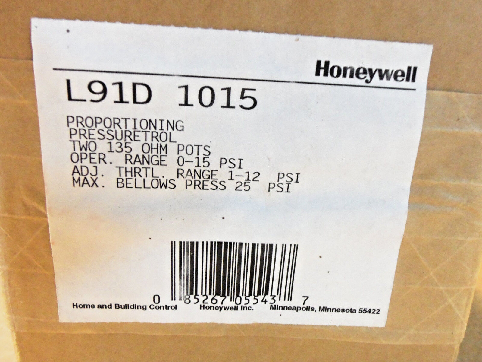 NEW Honeywell L91D 1015 Proportioning Pressuretrol Controller Pressure Switch