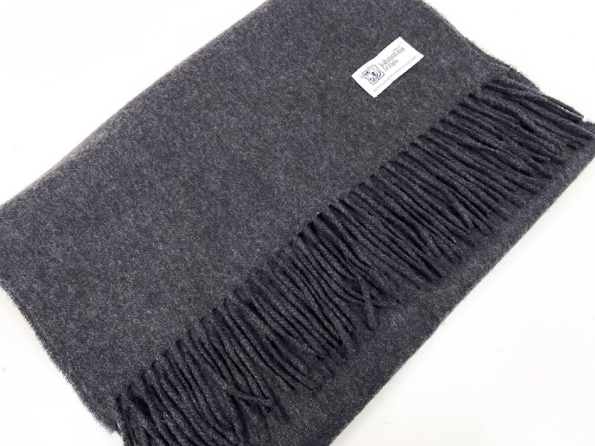 Johnstons of Elgin Unisex Scarf Stole Cashmere Fringe Long Scarf/Stole Gray