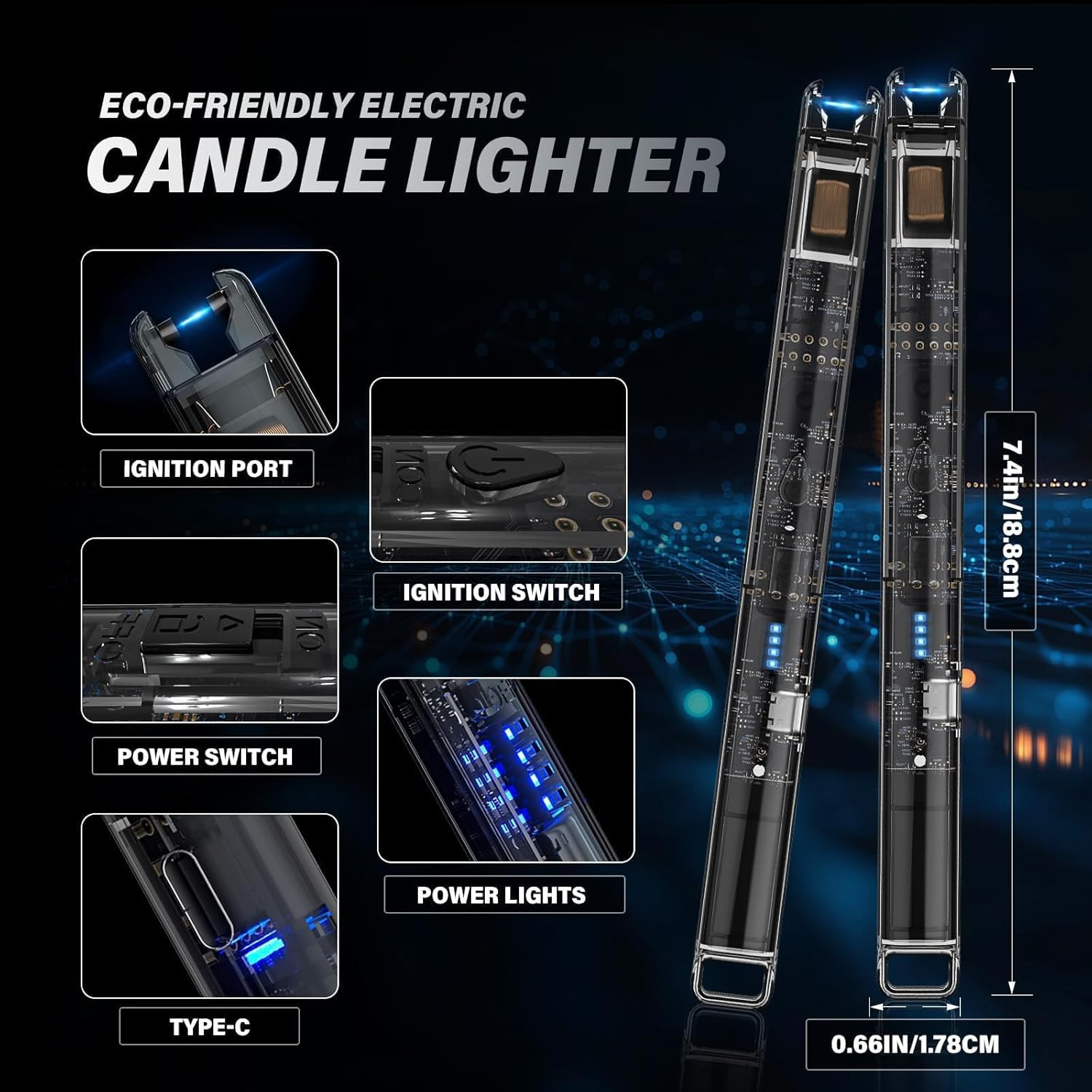 USB Rechargeable Electric Candle Lighters - 2 Pack, Windproof & Safe Design