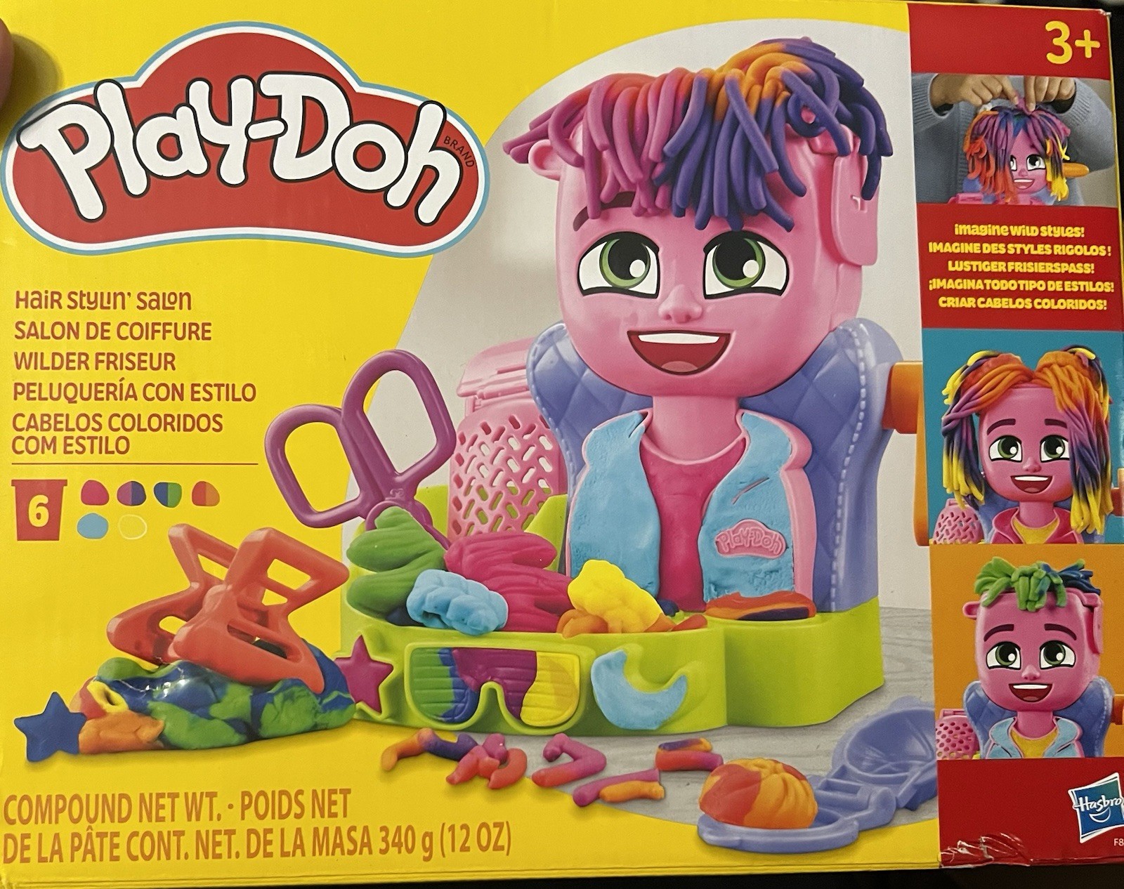 Play-Doh Hair Stylin’ Salon Playset, Ages 3+, 6 Cans, 2024 (MPN F8204)