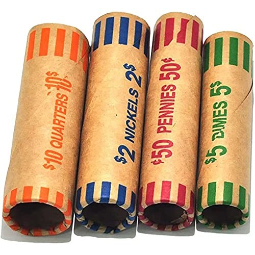 Preformed Coin Wrappers Rolls () - Quarters, Pennies, Nickels and 128 Assorted