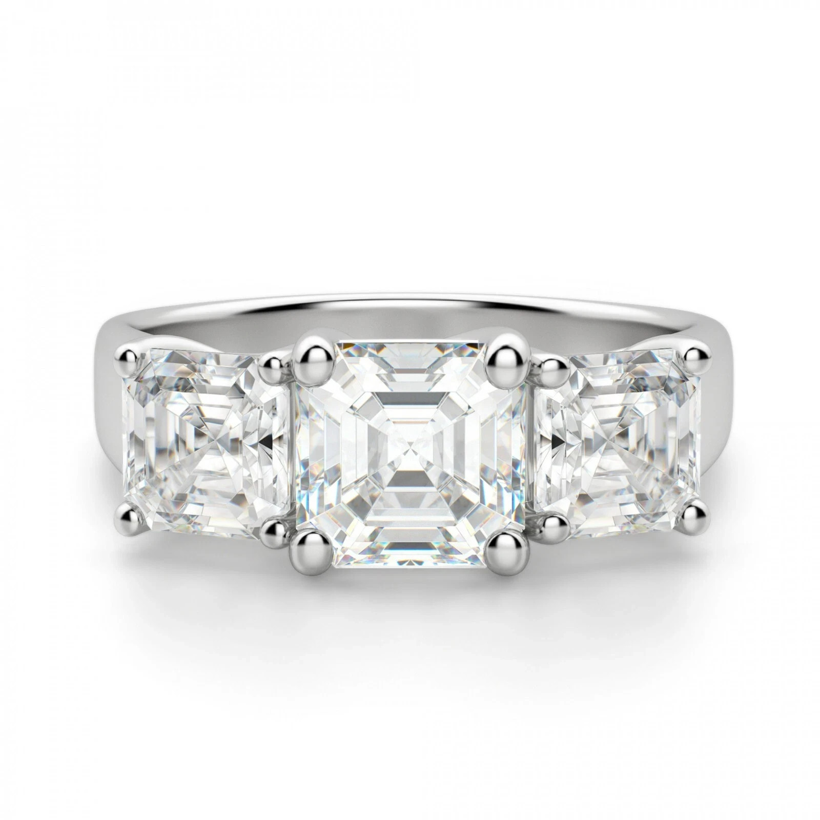 2.10 Ct Asscher Cut Lab-Created VVS1 Diamond Wedding Ring 14K White Gold Plated