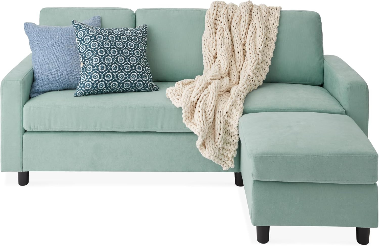 Upholstered Sectional Sofa with Chaise Lounge 3 Seat L Shape Reversible Ottoman