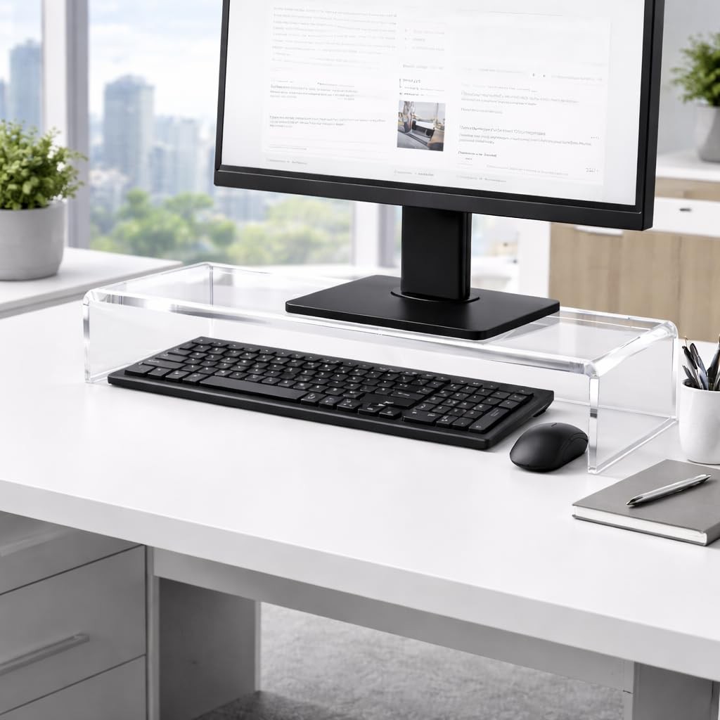 Acrylic Monitor Stand, Premium Large Monitor Riser 20 inch, Crystal Clear Acr...