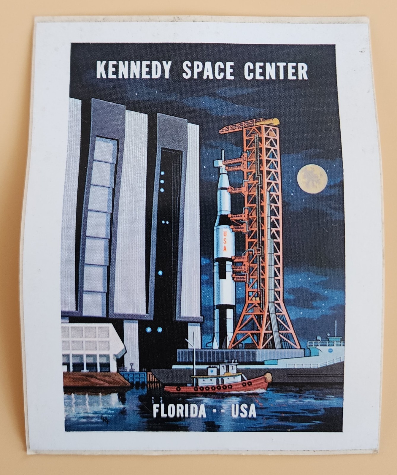 Vintage Unpeeled Kennedy Space Center Florida Sticker Decal Travel Souvenir