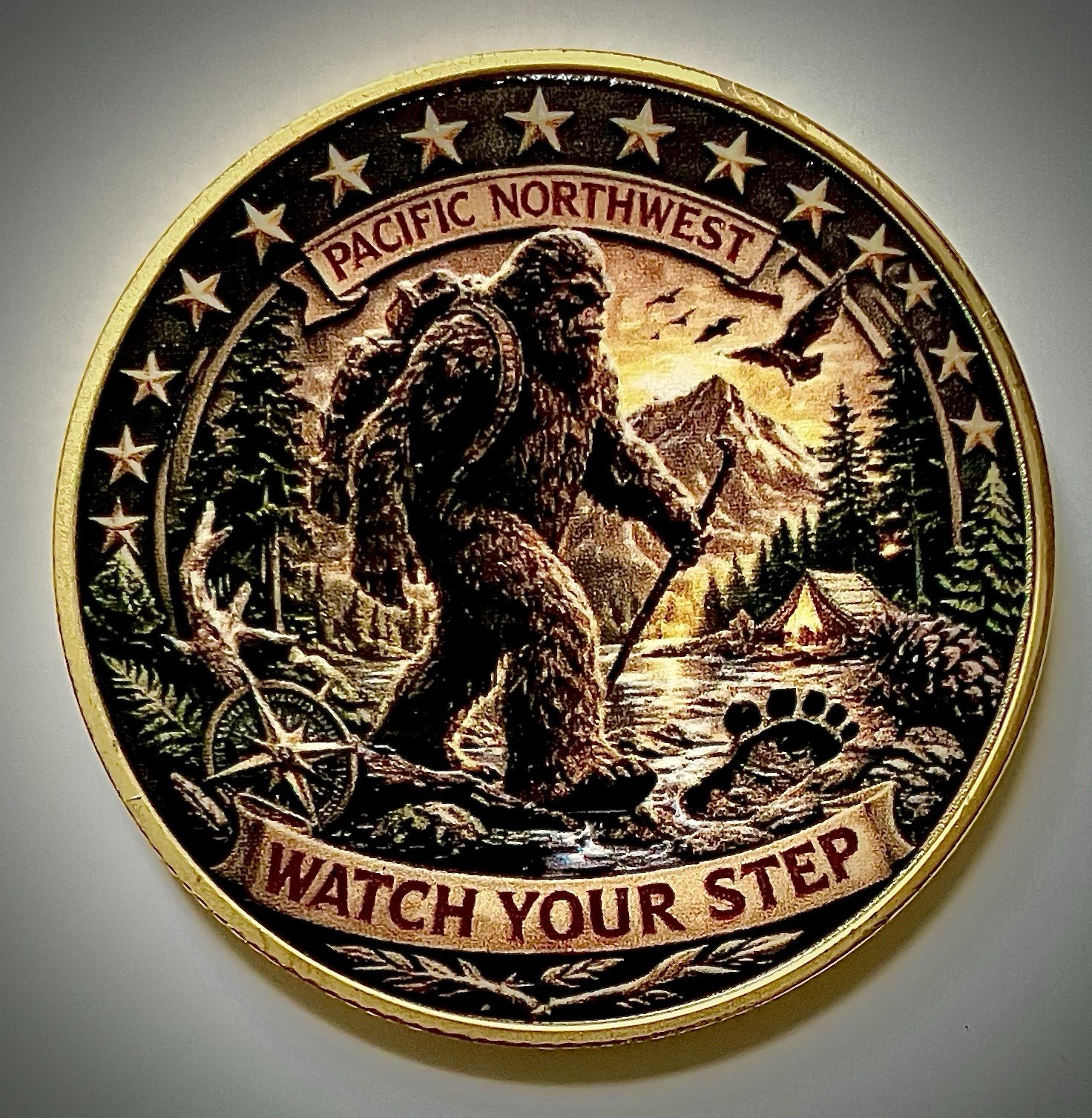 Sasquatch Big Foot Challenge Coin-2D-Glossy-Pacific Northwest-New-Harry-Forest
