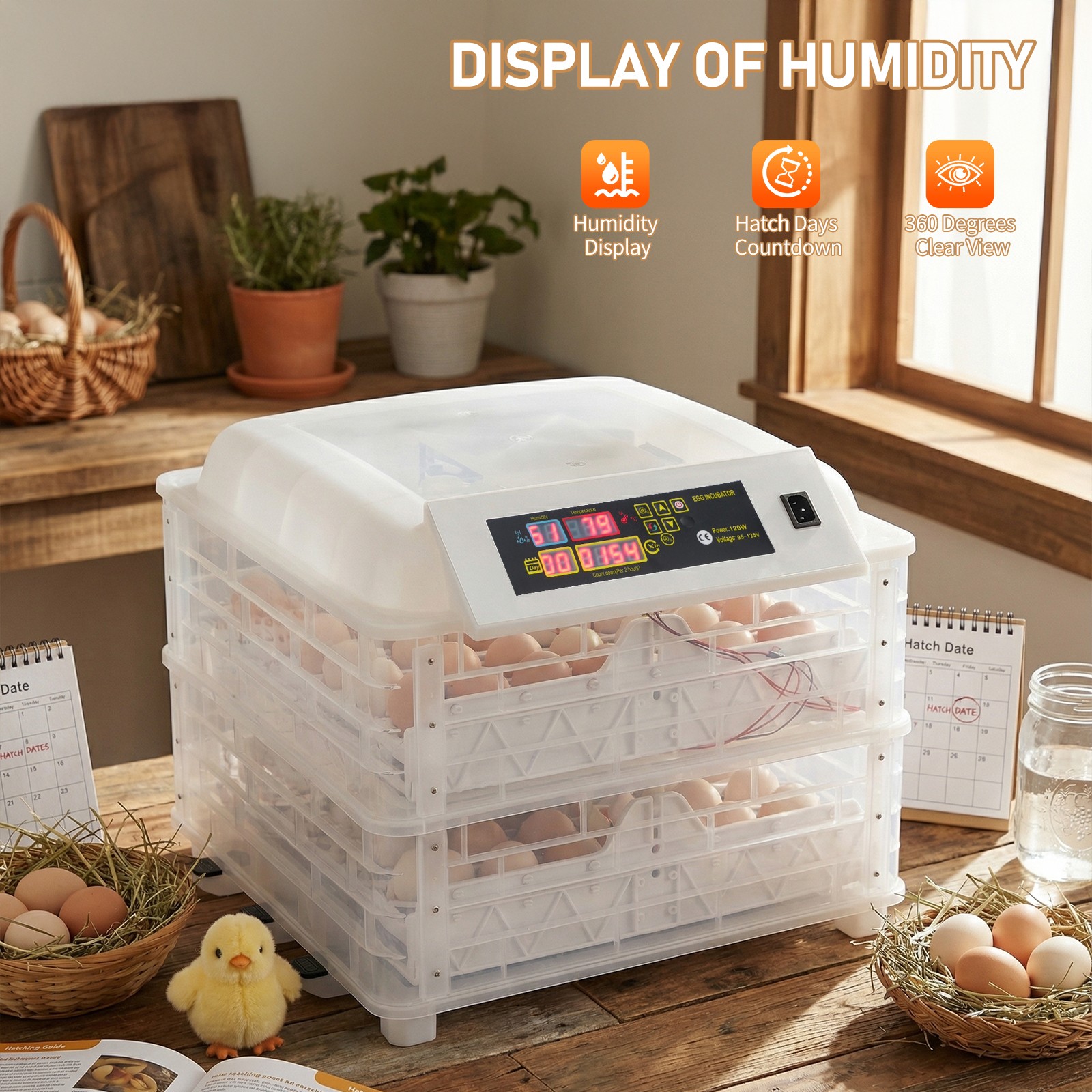 96 Eggs Capacity Incubator Bird Poultry Hatching Machine Digital Temperature