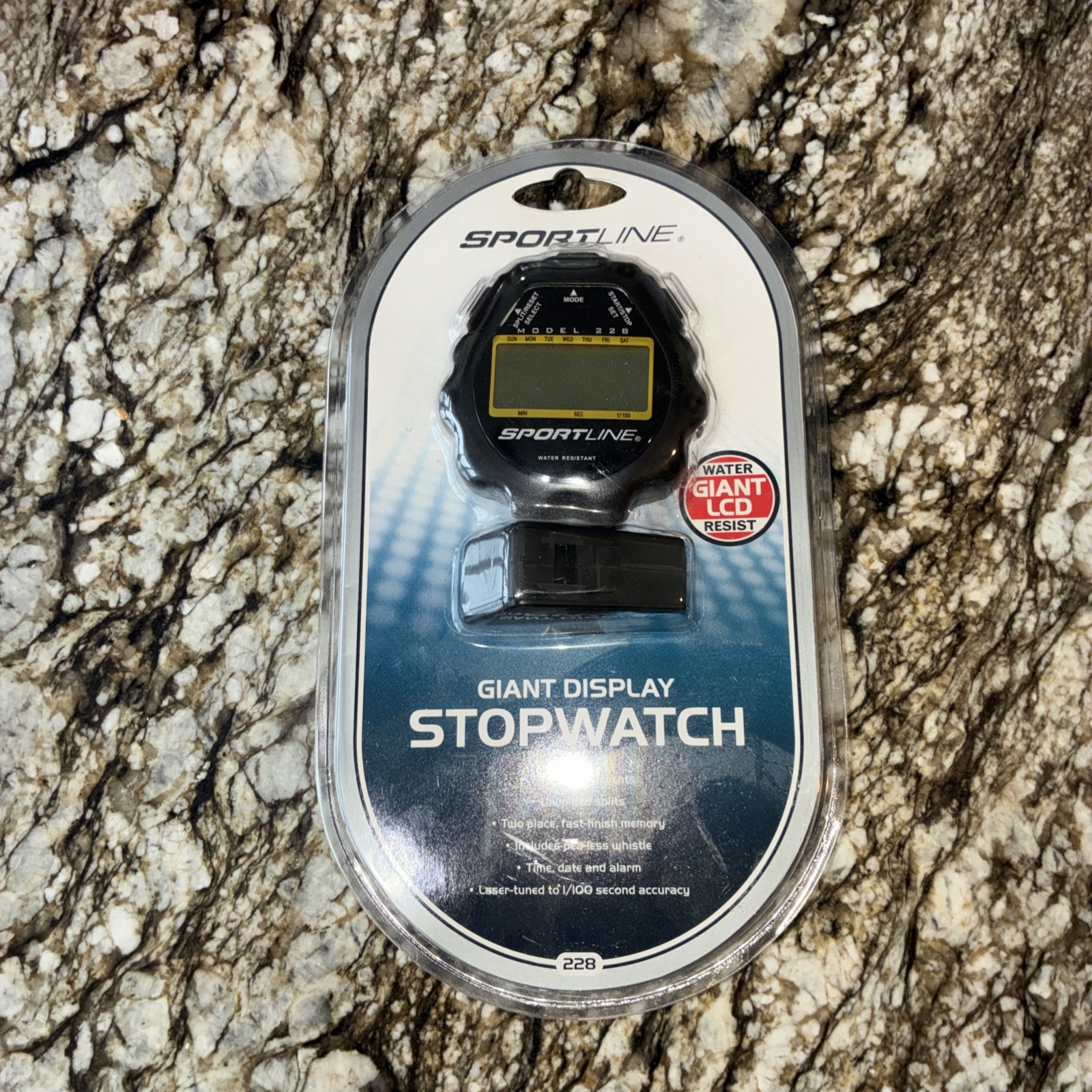 Brand New Stopwatch SportLine Giant Display Water Resistant Model 228 & Whistle