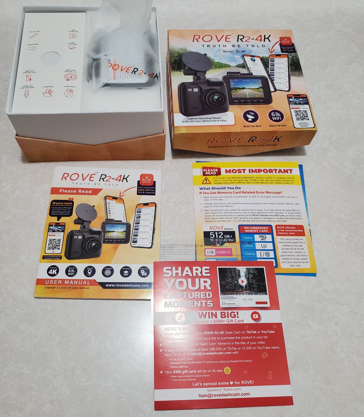 Rove R2-4K Dash Cam for Cars Ultra HD 2160P Dash Camera Built-In Wi-Fi  6 & GPS