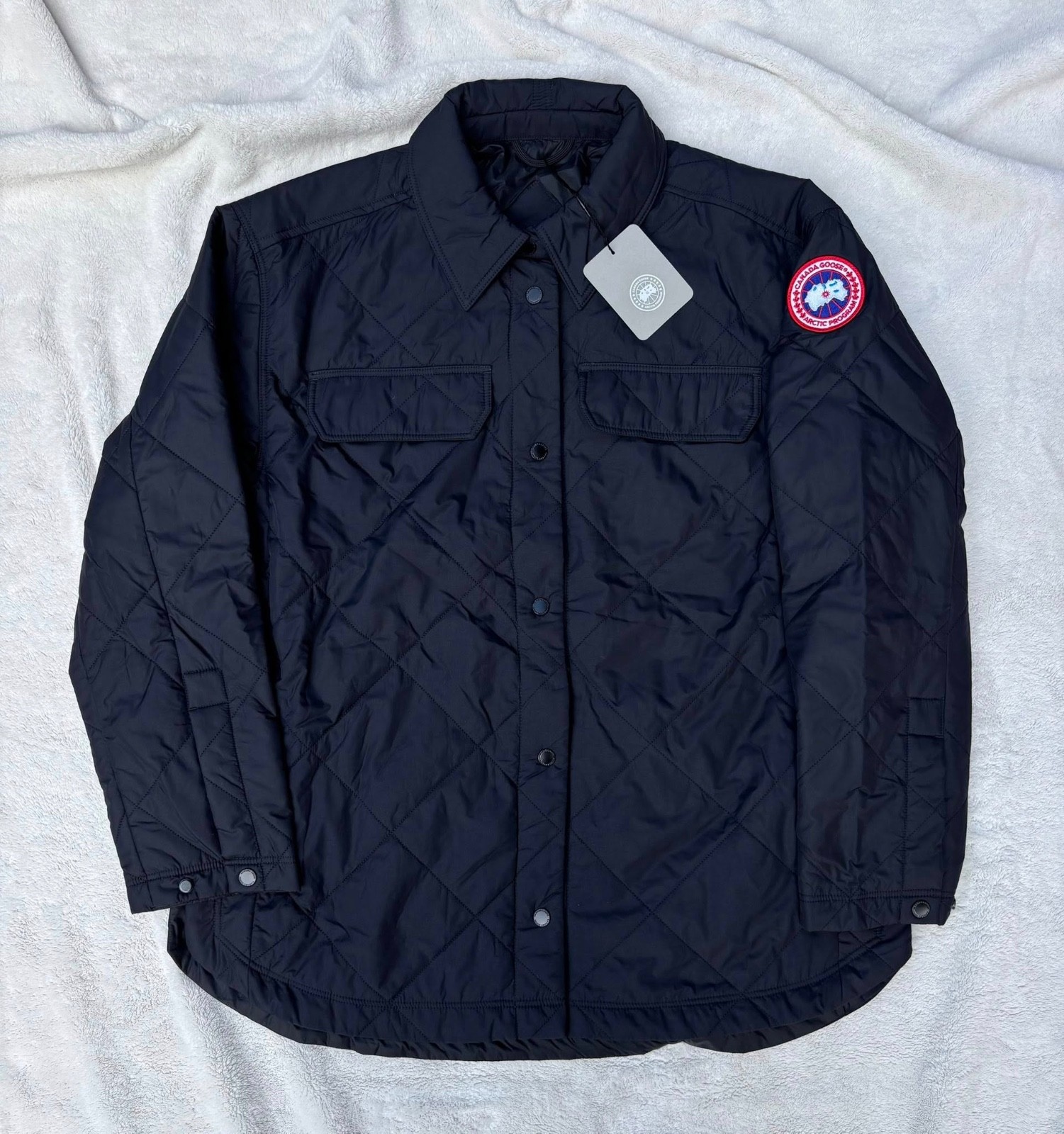 Canada Goose Carlyle Black Quilted Badge Shirt Jacket - New - Authentic