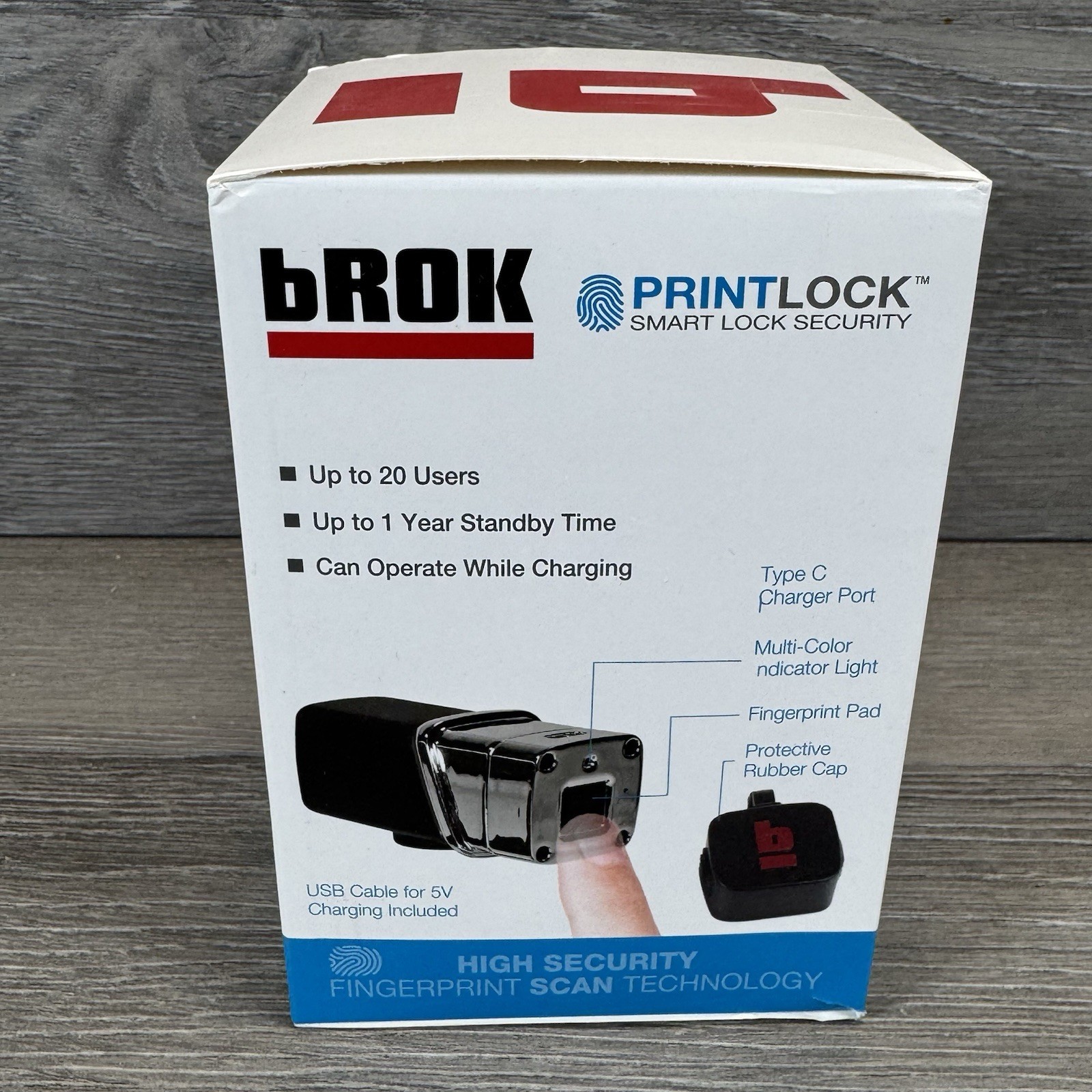 bROK PRINTLOCK EZ Access Receiver Biometric Trailer Lock Universal