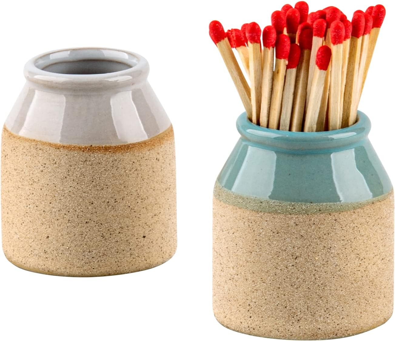 Match Cloche Decorative Matches Jar with Striker Set of 2 Multicolor